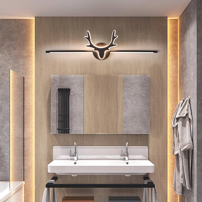Linselle Scandinavian Black Iron LED Vanity Light Dimmable Deer Motif for Bathroom Mirror