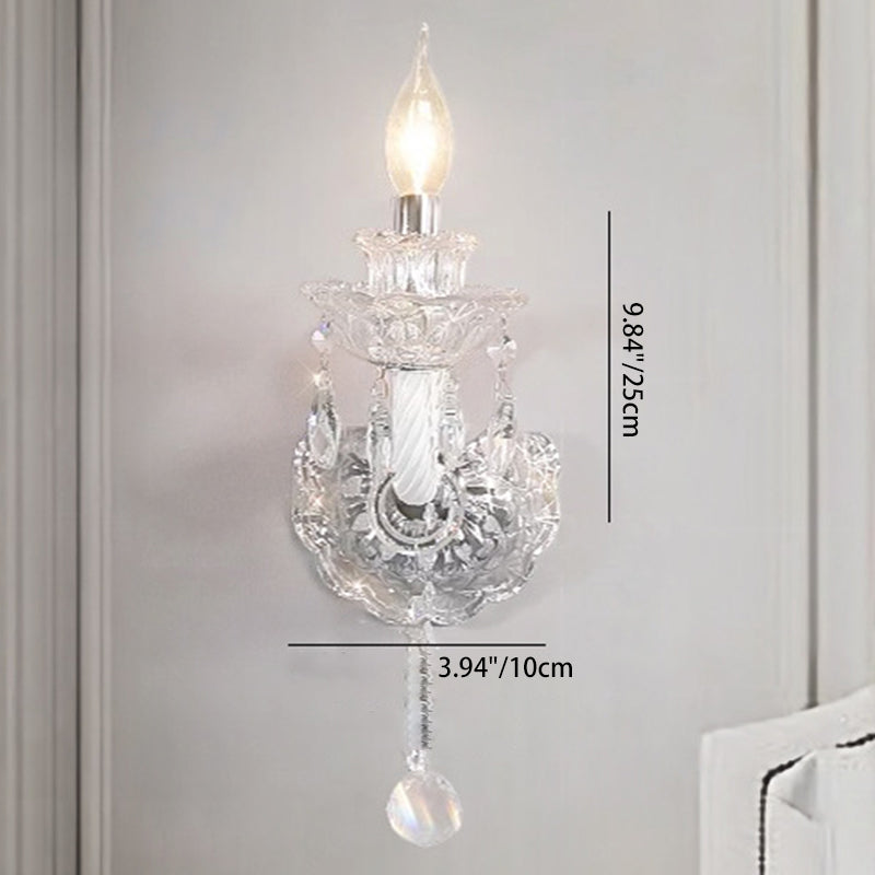 Faroline French Crystal Candelabra Wall Sconce for Bedroom Accent Lighting