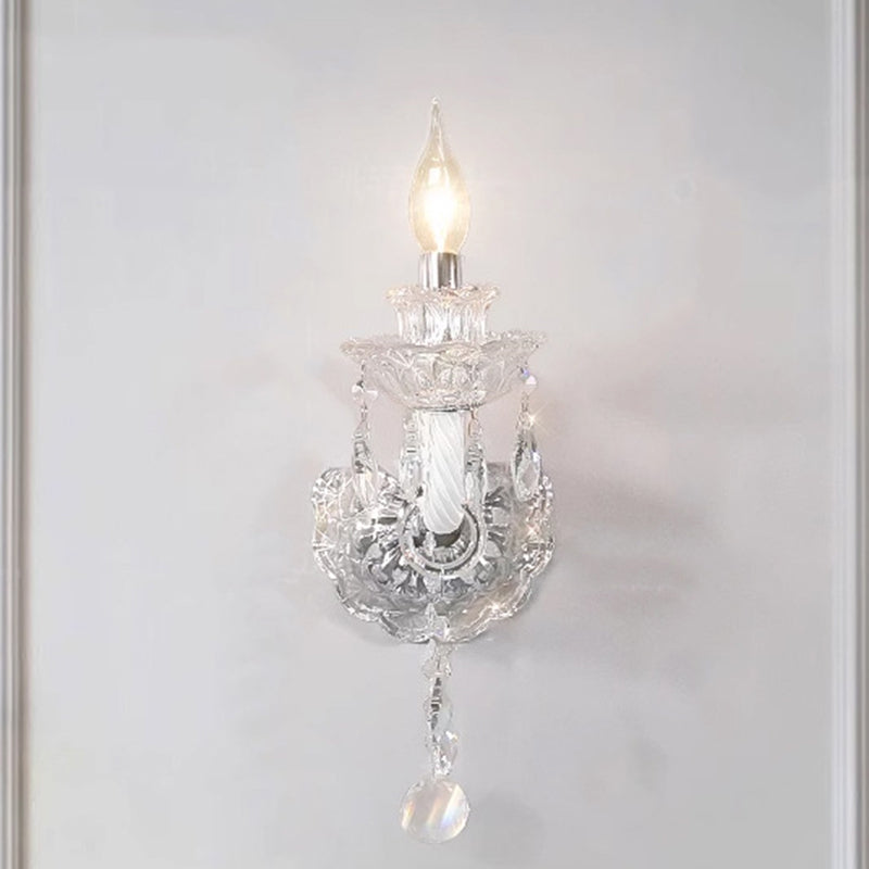 Faroline French Crystal Candelabra Wall Sconce for Bedroom Accent Lighting