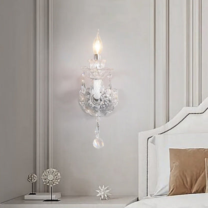 Faroline French Crystal Candelabra Wall Sconce for Bedroom Accent Lighting