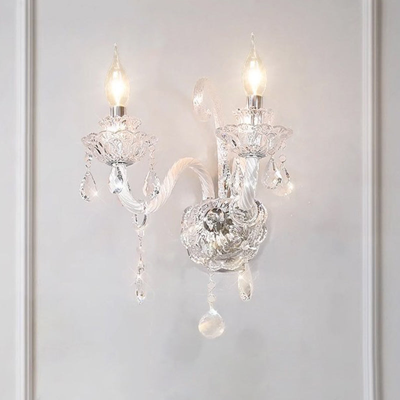 Faroline French Crystal Candelabra Wall Sconce for Bedroom Accent Lighting