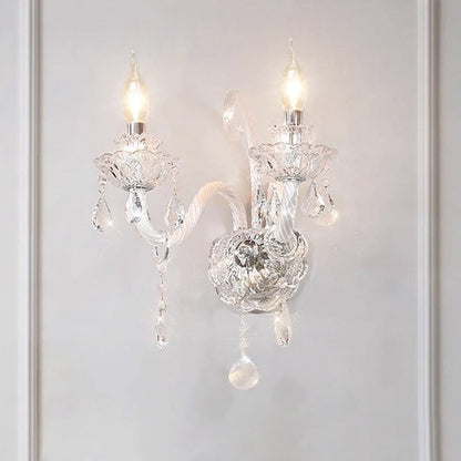 Faroline French Crystal Candelabra Wall Sconce for Bedroom Accent Lighting