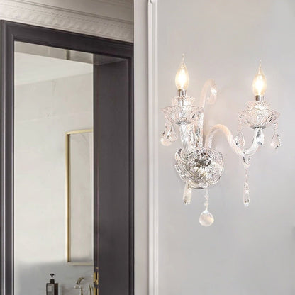 Faroline French Crystal Candelabra Wall Sconce for Bedroom Accent Lighting