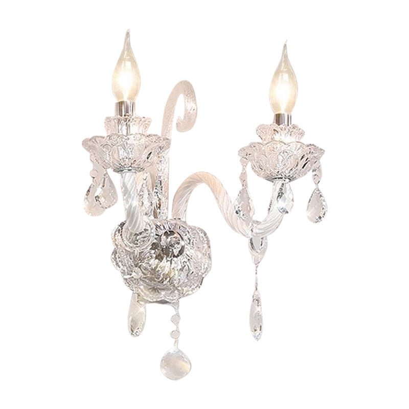 Faroline French Crystal Candelabra Wall Sconce for Bedroom Accent Lighting