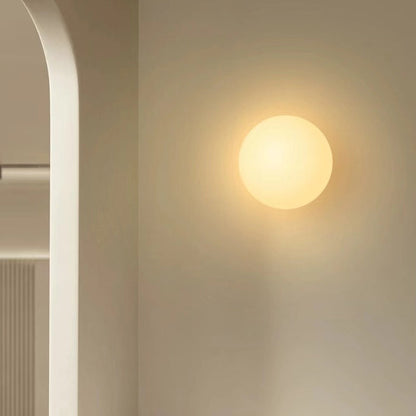 Jessamine Minimalist White Glass Orb Wall Sconce for Living Room Accent Lighting