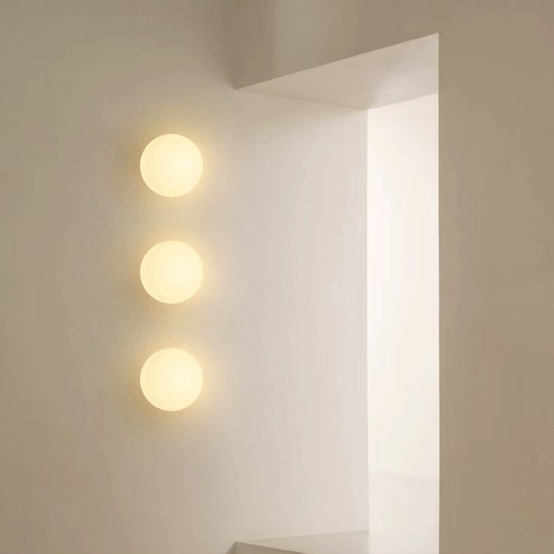 Jessamine Minimalist White Glass Orb Wall Sconce for Living Room Accent Lighting
