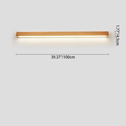 Ivorine Japanese Solid Wood LED Strip Wall Sconce for Hallway Accent Lighting