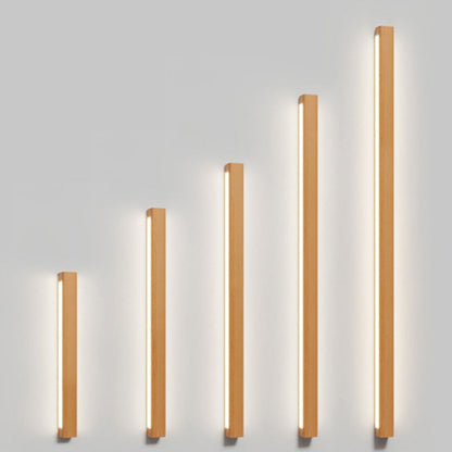 Ivorine Japanese Solid Wood LED Strip Wall Sconce for Hallway Accent Lighting