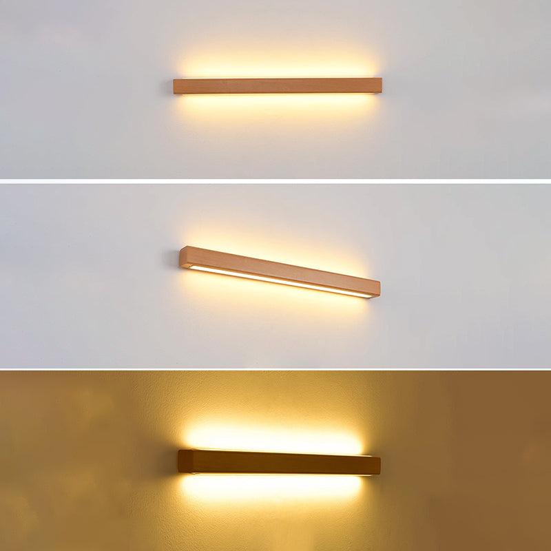 Ivorine Japanese Solid Wood LED Strip Wall Sconce for Hallway Accent Lighting