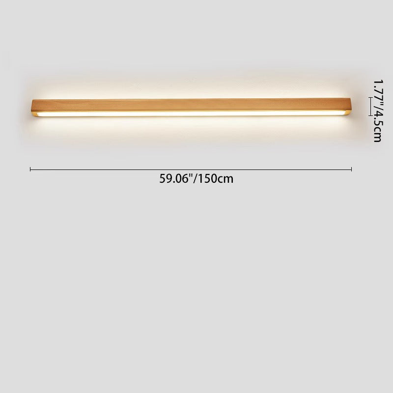 Ivorine Japanese Solid Wood LED Strip Wall Sconce for Hallway Accent Lighting