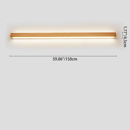 Ivorine Japanese Solid Wood LED Strip Wall Sconce for Hallway Accent Lighting