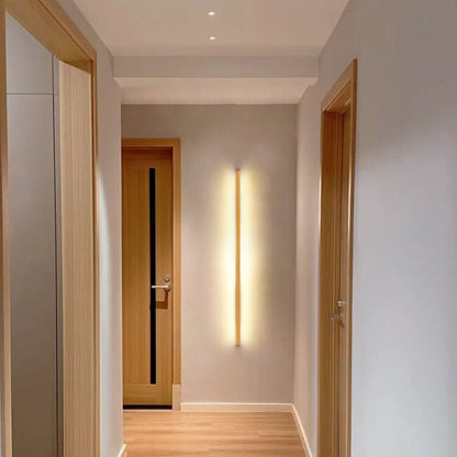 Ivorine Japanese Solid Wood LED Strip Wall Sconce for Hallway Accent Lighting