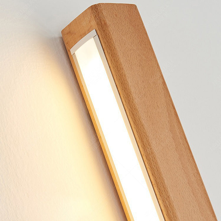Ivorine Japanese Solid Wood LED Strip Wall Sconce for Hallway Accent Lighting
