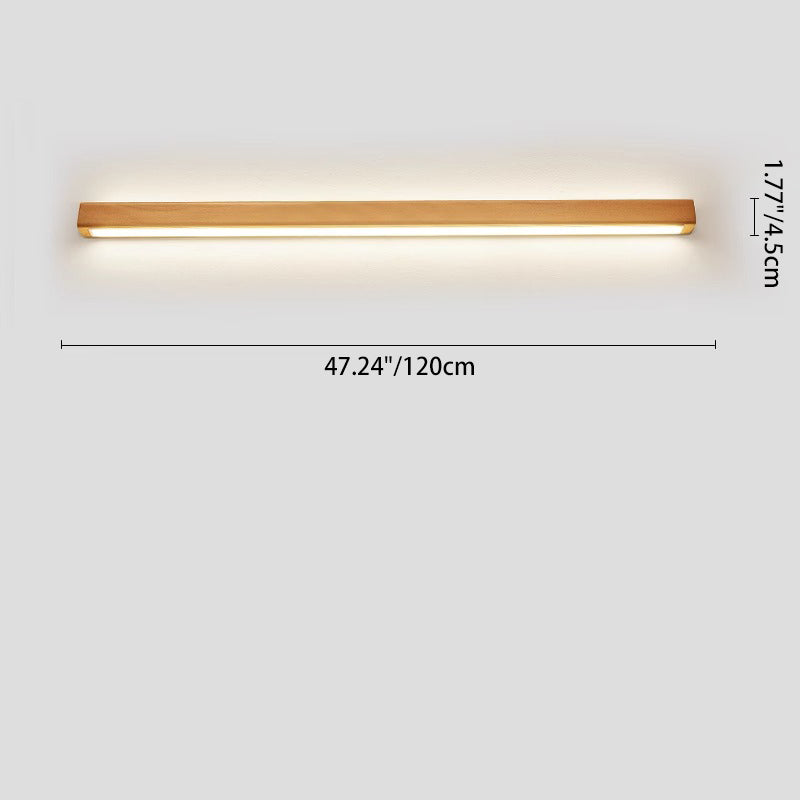 Ivorine Japanese Solid Wood LED Strip Wall Sconce for Hallway Accent Lighting