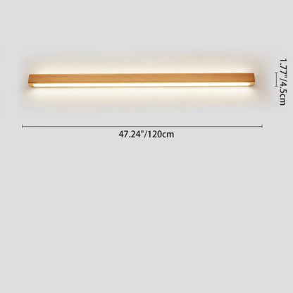 Ivorine Japanese Solid Wood LED Strip Wall Sconce for Hallway Accent Lighting