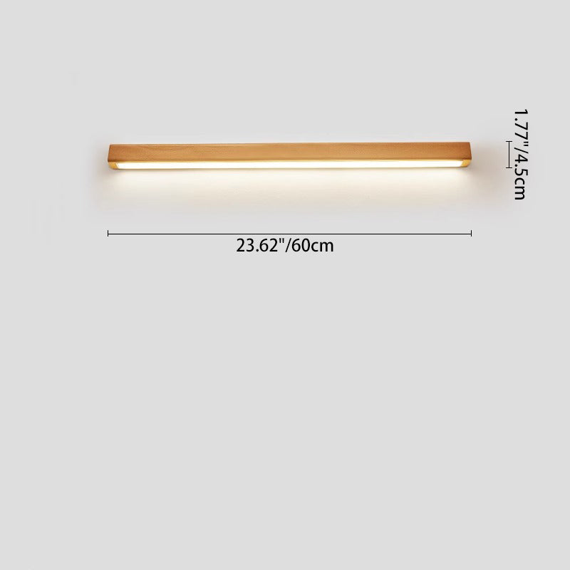Ivorine Japanese Solid Wood LED Strip Wall Sconce for Hallway Accent Lighting