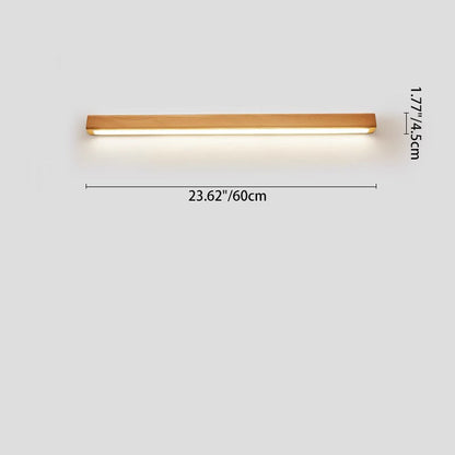 Ivorine Japanese Solid Wood LED Strip Wall Sconce for Hallway Accent Lighting