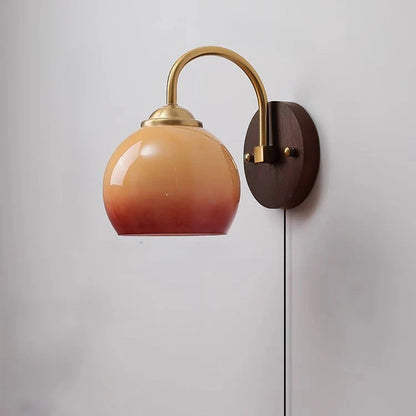 Celestienne Modern Ash Wood Glass Shade Wall Sconce for Bedroom Reading Nooks