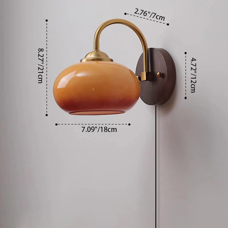 Celestienne Modern Ash Wood Glass Shade Wall Sconce for Bedroom Reading Nooks