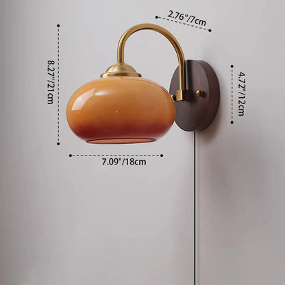 Celestienne Modern Ash Wood Glass Shade Wall Sconce for Bedroom Reading Nooks
