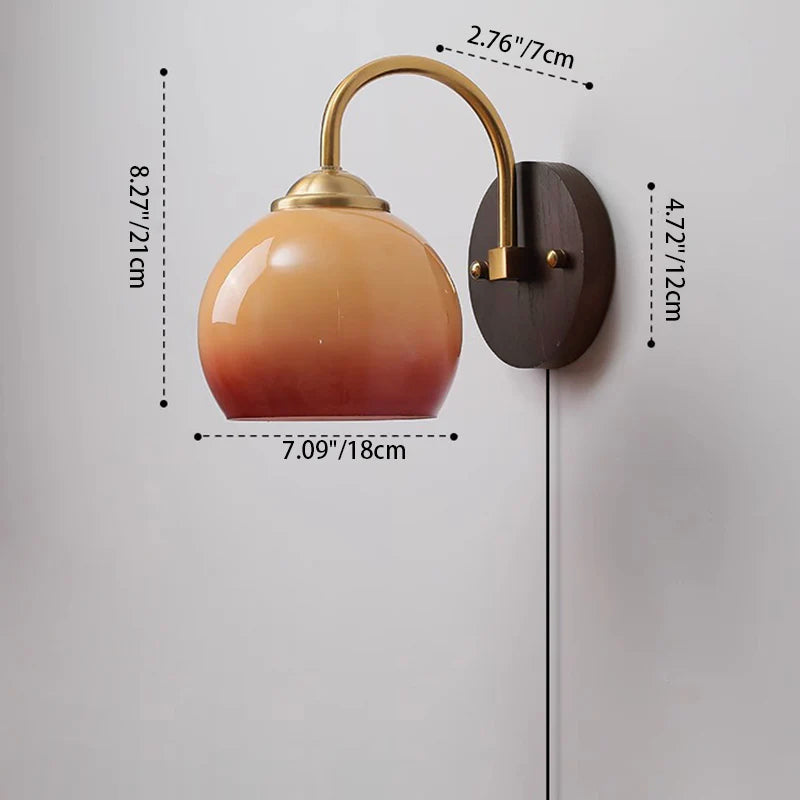 Celestienne Modern Ash Wood Glass Shade Wall Sconce for Bedroom Reading Nooks