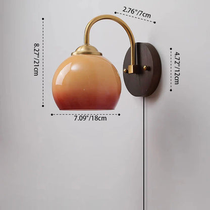 Celestienne Modern Ash Wood Glass Shade Wall Sconce for Bedroom Reading Nooks