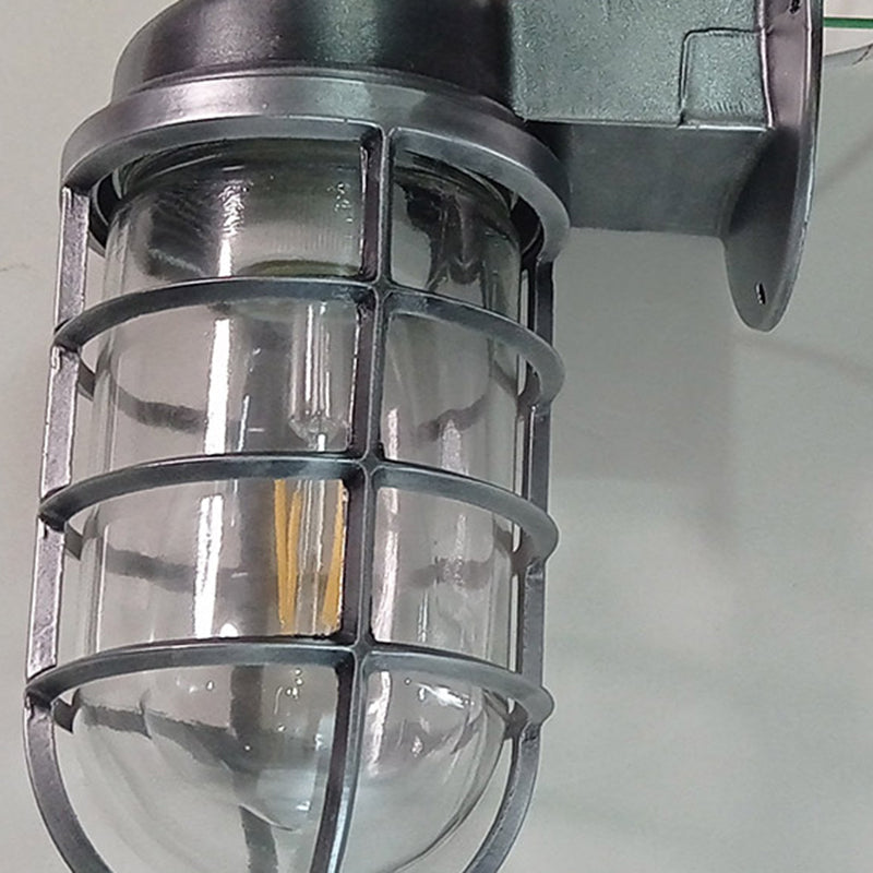Marivaux Industrial Black Aluminum Cylinder Wall Sconce for Covered Porch and Entryway