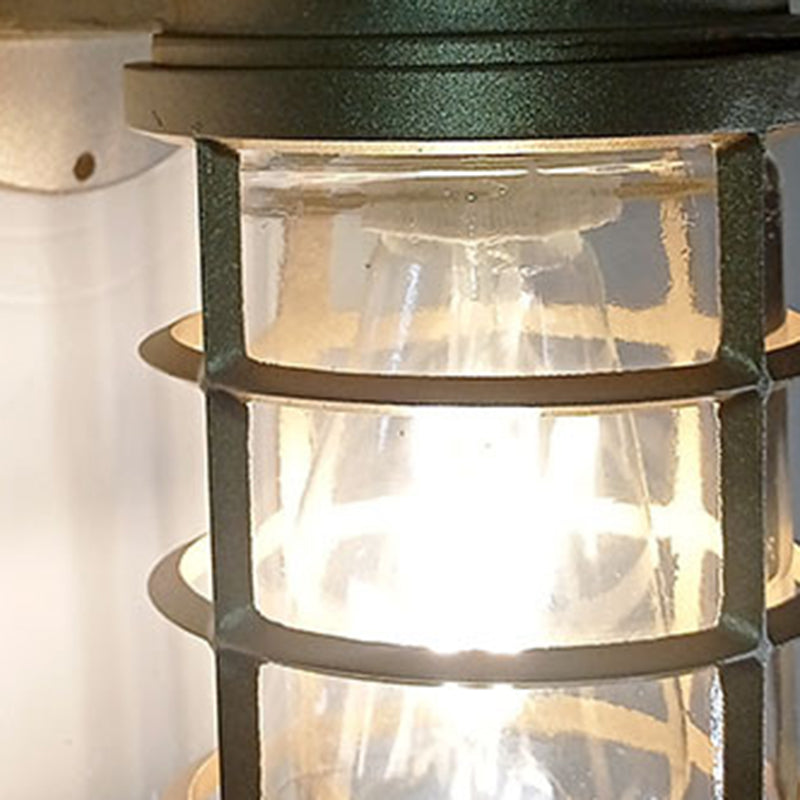 Marivaux Industrial Black Aluminum Cylinder Wall Sconce for Covered Porch and Entryway