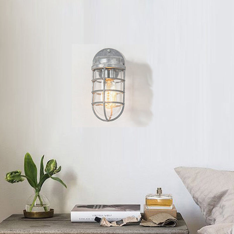 Marivaux Industrial Black Aluminum Cylinder Wall Sconce for Covered Porch and Entryway