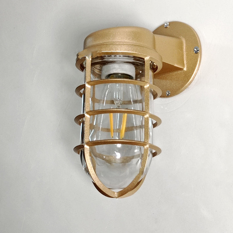 Marivaux Industrial Black Aluminum Cylinder Wall Sconce for Covered Porch and Entryway