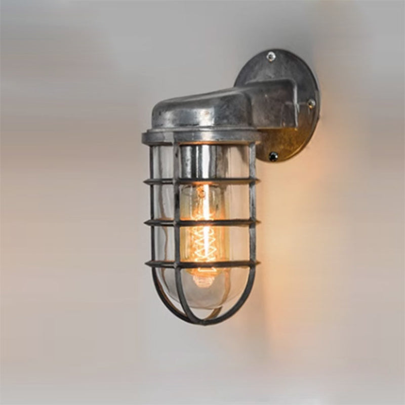 Marivaux Industrial Black Aluminum Cylinder Wall Sconce for Covered Porch and Entryway