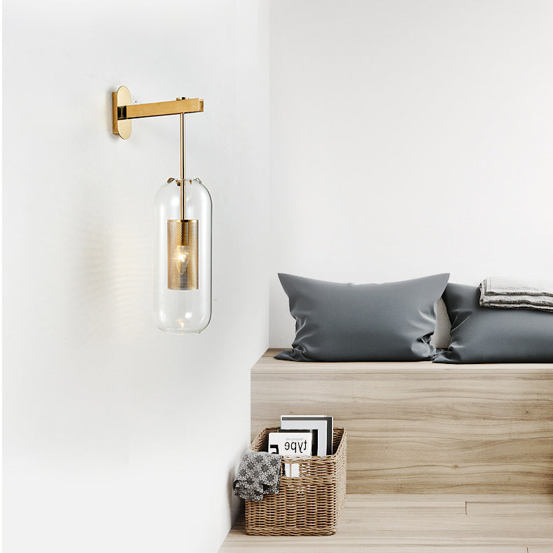 Kestrelle Scandinavian Gold Stainless Steel Cylinder Wall Sconce for Bedroom Reading Light