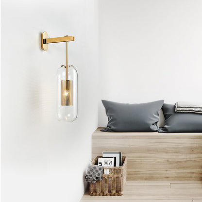 Kestrelle Scandinavian Gold Stainless Steel Cylinder Wall Sconce for Bedroom Reading Light