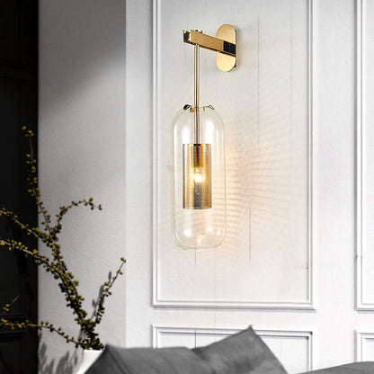 Kestrelle Scandinavian Gold Stainless Steel Cylinder Wall Sconce for Bedroom Reading Light