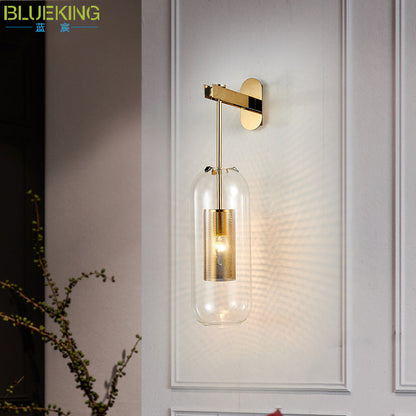 Kestrelle Scandinavian Gold Stainless Steel Cylinder Wall Sconce for Bedroom Reading Light