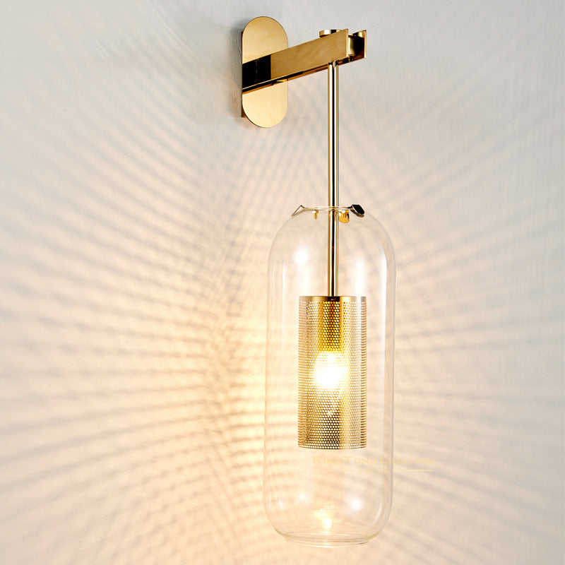 Kestrelle Scandinavian Gold Stainless Steel Cylinder Wall Sconce for Bedroom Reading Light