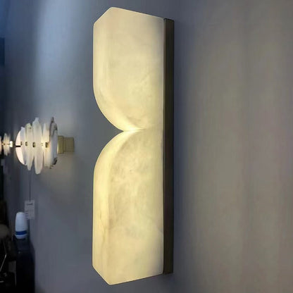 Nocturne French White Copper Marble LED Wall Sconce for Hallway and Stairwell Lighting