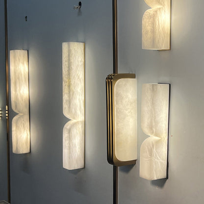 Nocturne French White Copper Marble LED Wall Sconce for Hallway and Stairwell Lighting
