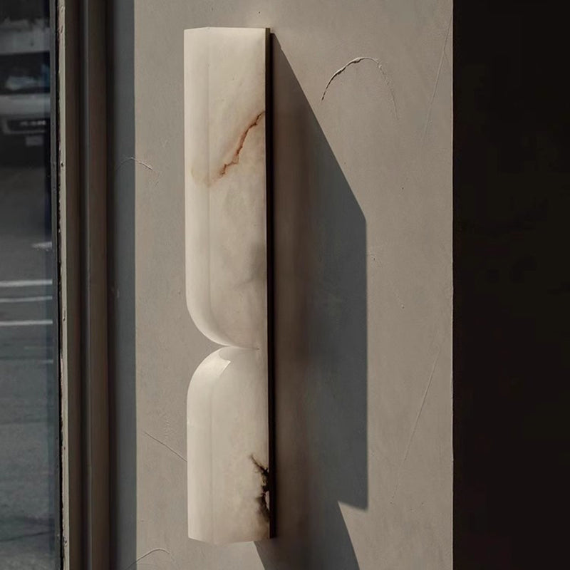 Nocturne French White Copper Marble LED Wall Sconce for Hallway and Stairwell Lighting
