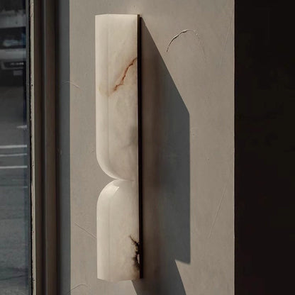 Nocturne French White Copper Marble LED Wall Sconce for Hallway and Stairwell Lighting