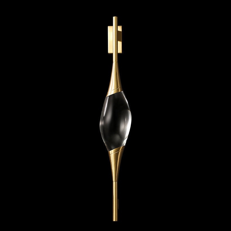 Gravelle Art Deco Brass Waterdrop Crystal Wall Sconce for Hallway and Entryway Lighting