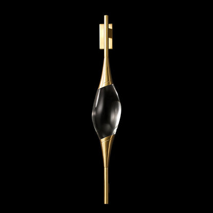 Gravelle Art Deco Brass Waterdrop Crystal Wall Sconce for Hallway and Entryway Lighting