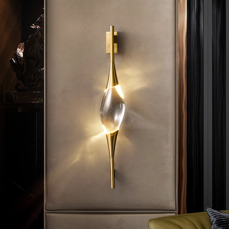 Gravelle Art Deco Brass Waterdrop Crystal Wall Sconce for Hallway and Entryway Lighting