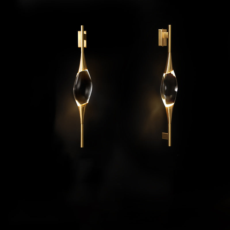 Gravelle Art Deco Brass Waterdrop Crystal Wall Sconce for Hallway and Entryway Lighting