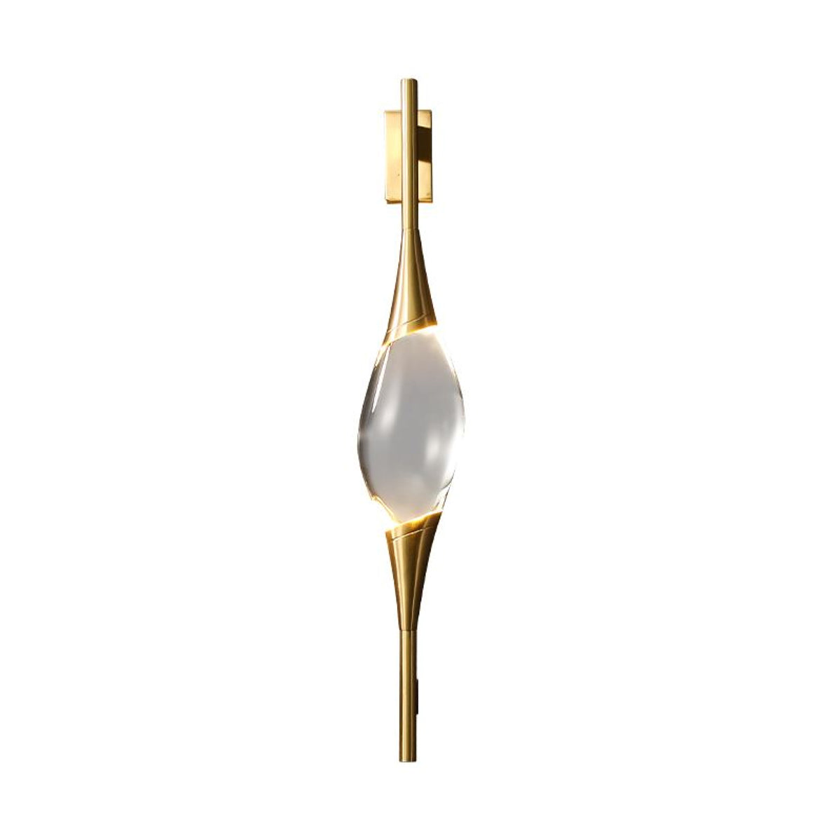 Gravelle Art Deco Brass Waterdrop Crystal Wall Sconce for Hallway and Entryway Lighting