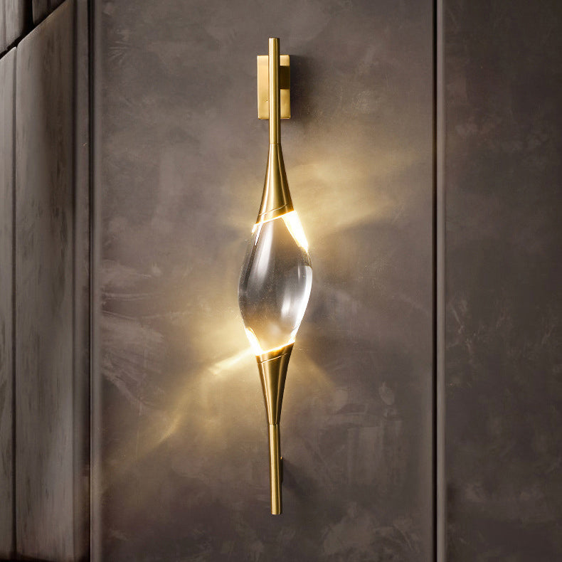 Gravelle Art Deco Brass Waterdrop Crystal Wall Sconce for Hallway and Entryway Lighting