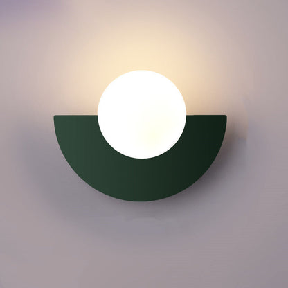 Cathalina Minimalist Iron Spherical Wall Sconce with Glass Shade for Hallway Lighting
