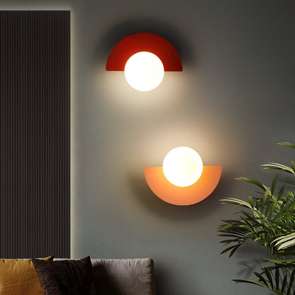 Cathalina Minimalist Iron Spherical Wall Sconce with Glass Shade for Hallway Lighting