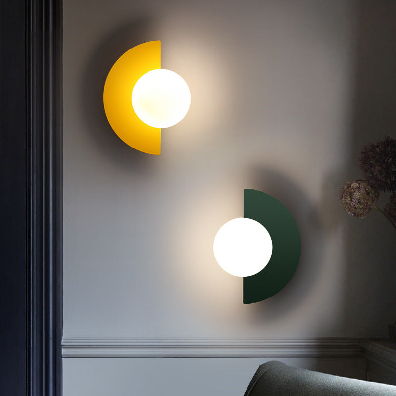 Cathalina Minimalist Iron Spherical Wall Sconce with Glass Shade for Hallway Lighting