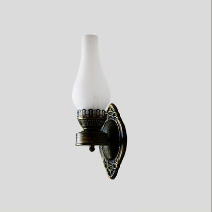 Briolette Retro Bronze Metal Glass Wall Sconce Kerosene-Style for Entryway Ambiance
